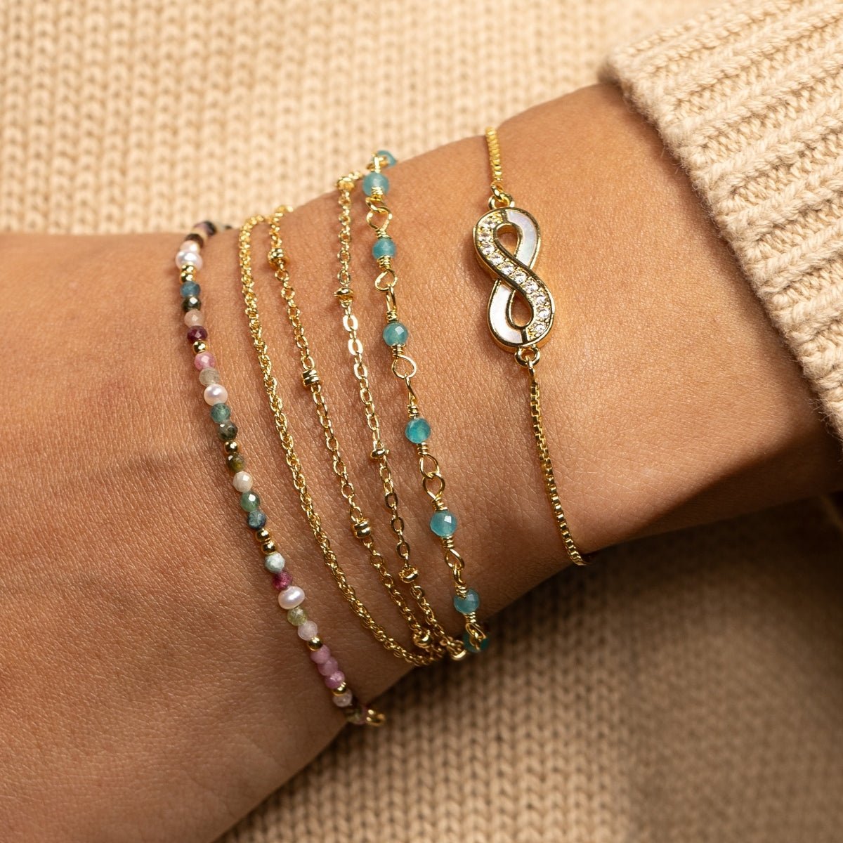 Infinite Shell and CZ Pulley Bracelet - Splendid Iris