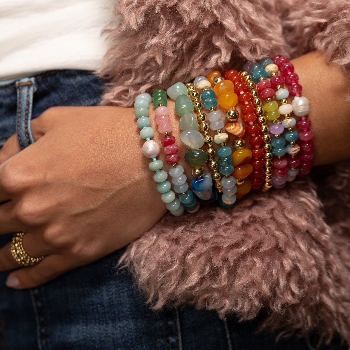 Bold Tumbled Stones Statement Bracelet - Splendid Iris
