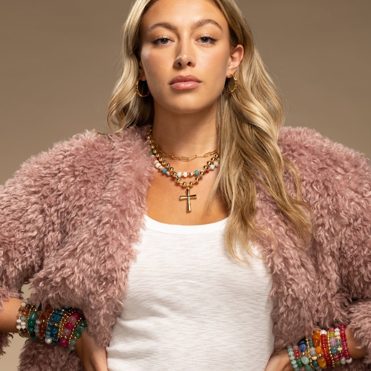 Bold Cross Statement Necklace - Splendid Iris