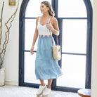 Lyocell Tiered Skirt with Scrunchie Waist - Splendid Iris