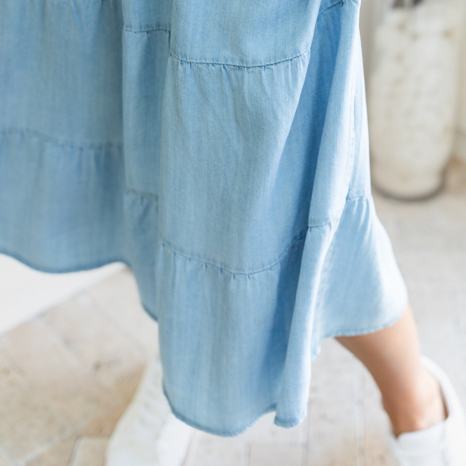 Lyocell Tiered Skirt with Scrunchie Waist - Splendid Iris