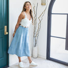 Lyocell Tiered Skirt with Scrunchie Waist - Splendid Iris