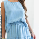 Lyocell Tiered Skirt with Scrunchie Waist - Splendid Iris
