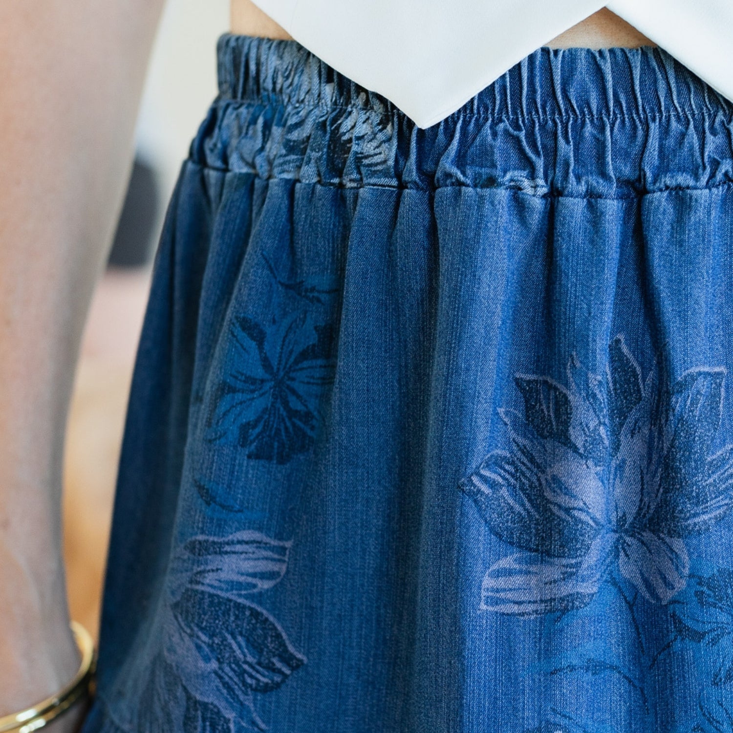Lyocell Tiered Skirt with Scrunchie Waist - Splendid Iris