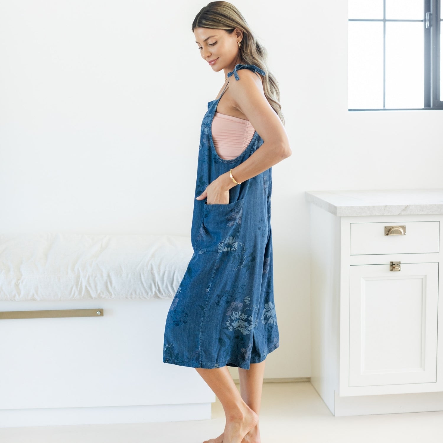 Lyocell Adjustable Romper with Side Pockets - Splendid Iris