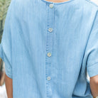 Lyocell Boxy Short Sleeve with Button Back - Splendid Iris