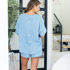 Lyocell Boxy Short Sleeve with Button Back - Splendid Iris