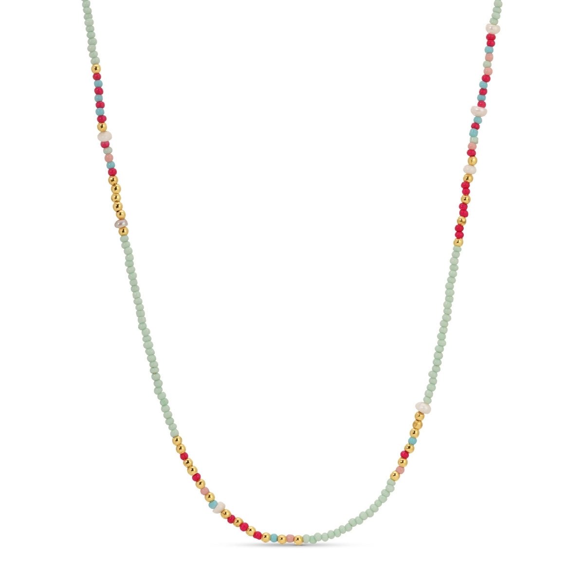 Seed Bead & Freshwater Pearl Necklace - Splendid Iris