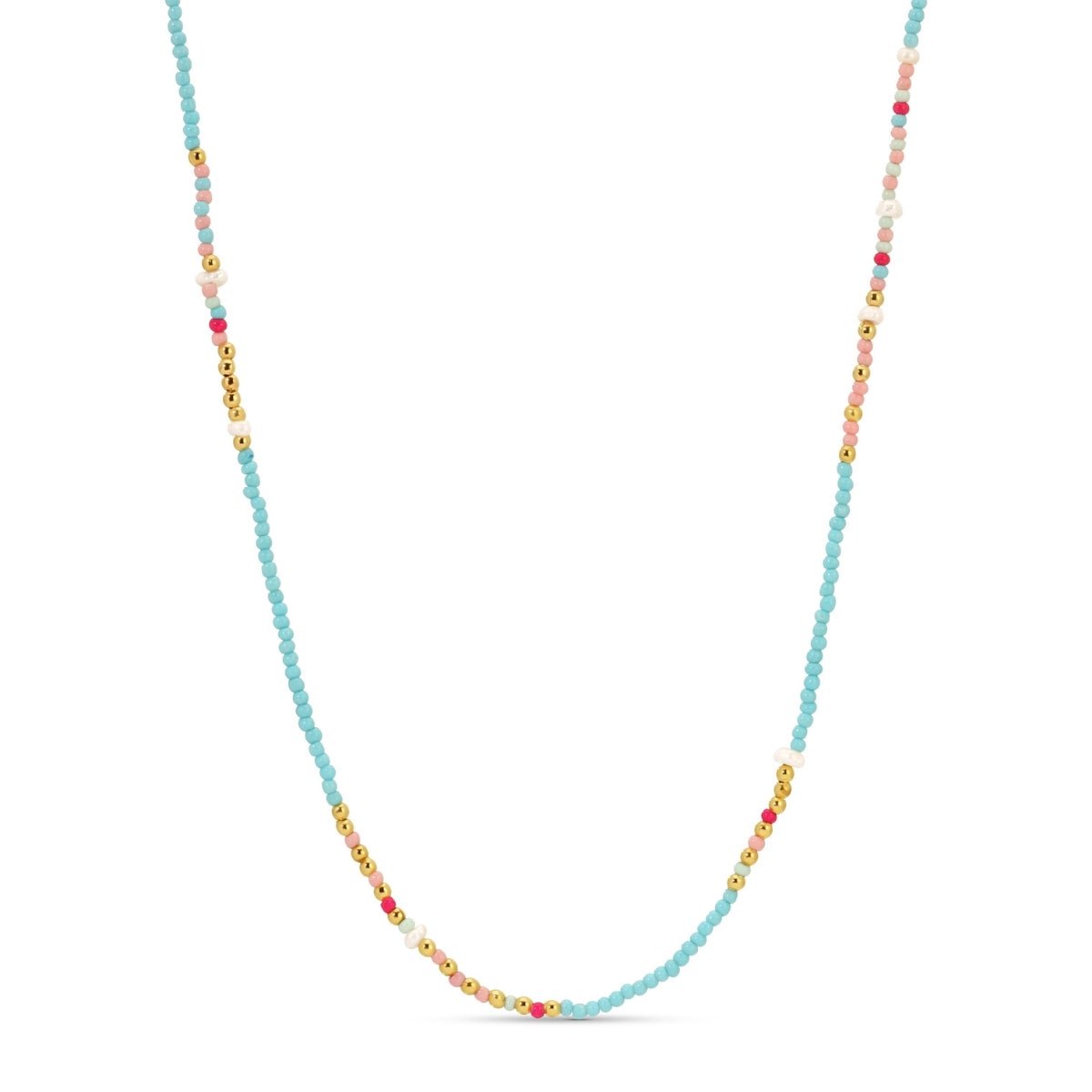 Seed Bead & Freshwater Pearl Necklace - Splendid Iris
