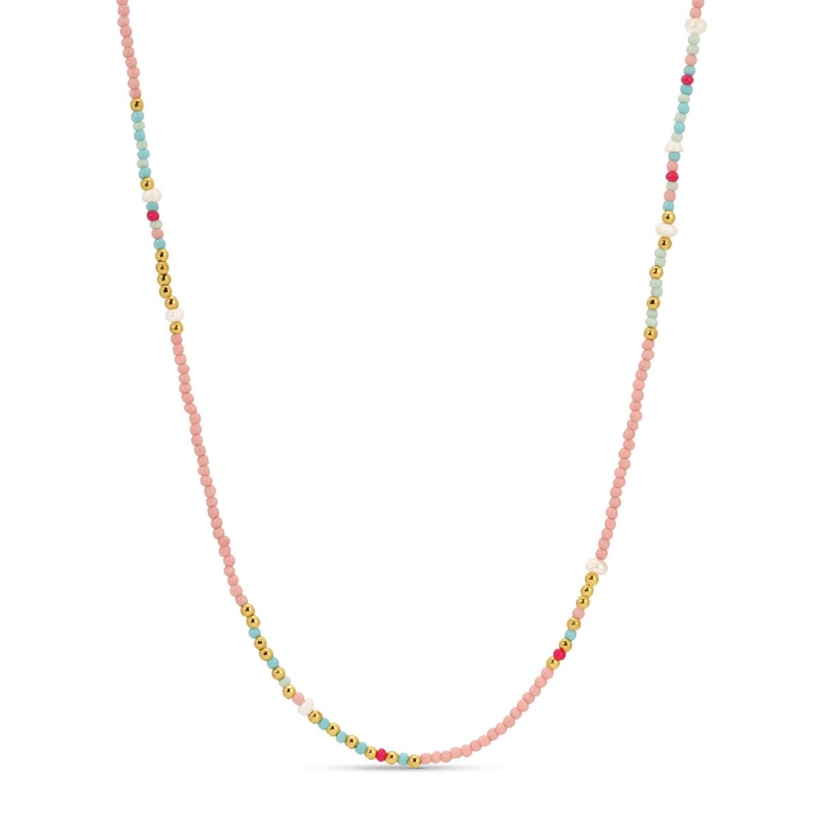 Seed Bead & Freshwater Pearl Necklace - Splendid Iris