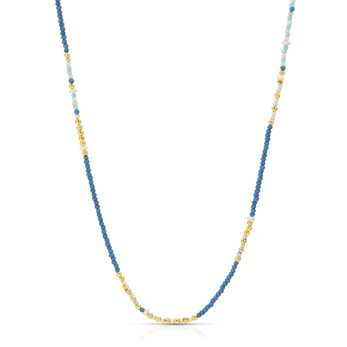 Seed Bead & Freshwater Pearl Necklace - Splendid Iris