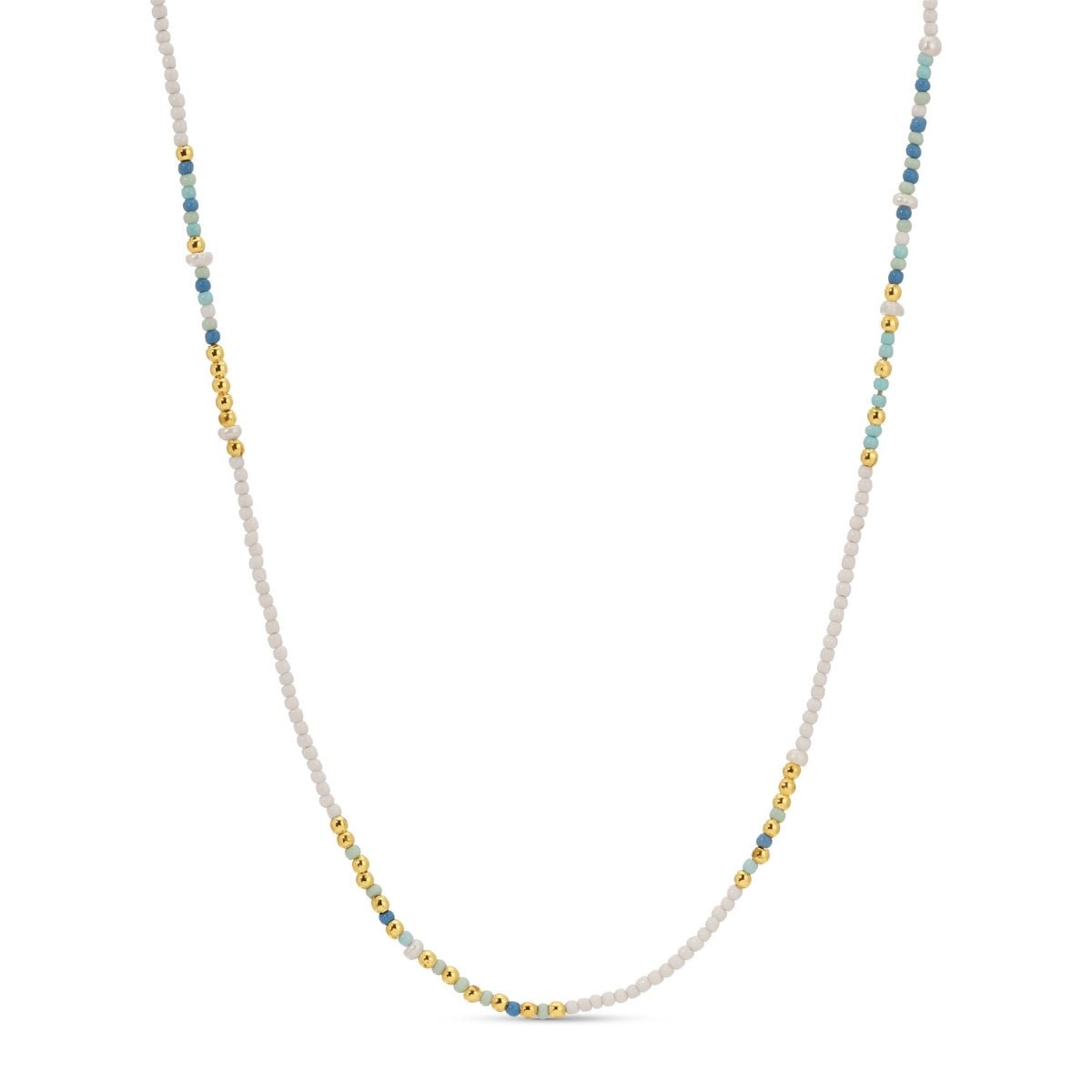 Seed Bead & Freshwater Pearl Necklace - Splendid Iris