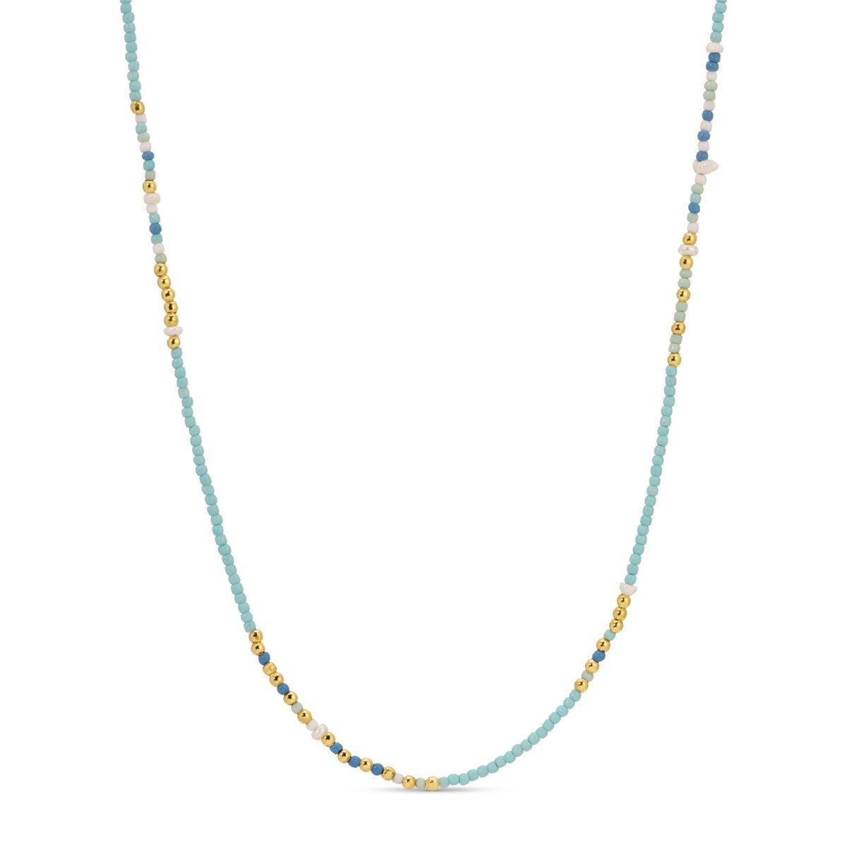 Seed Bead & Freshwater Pearl Necklace - Splendid Iris