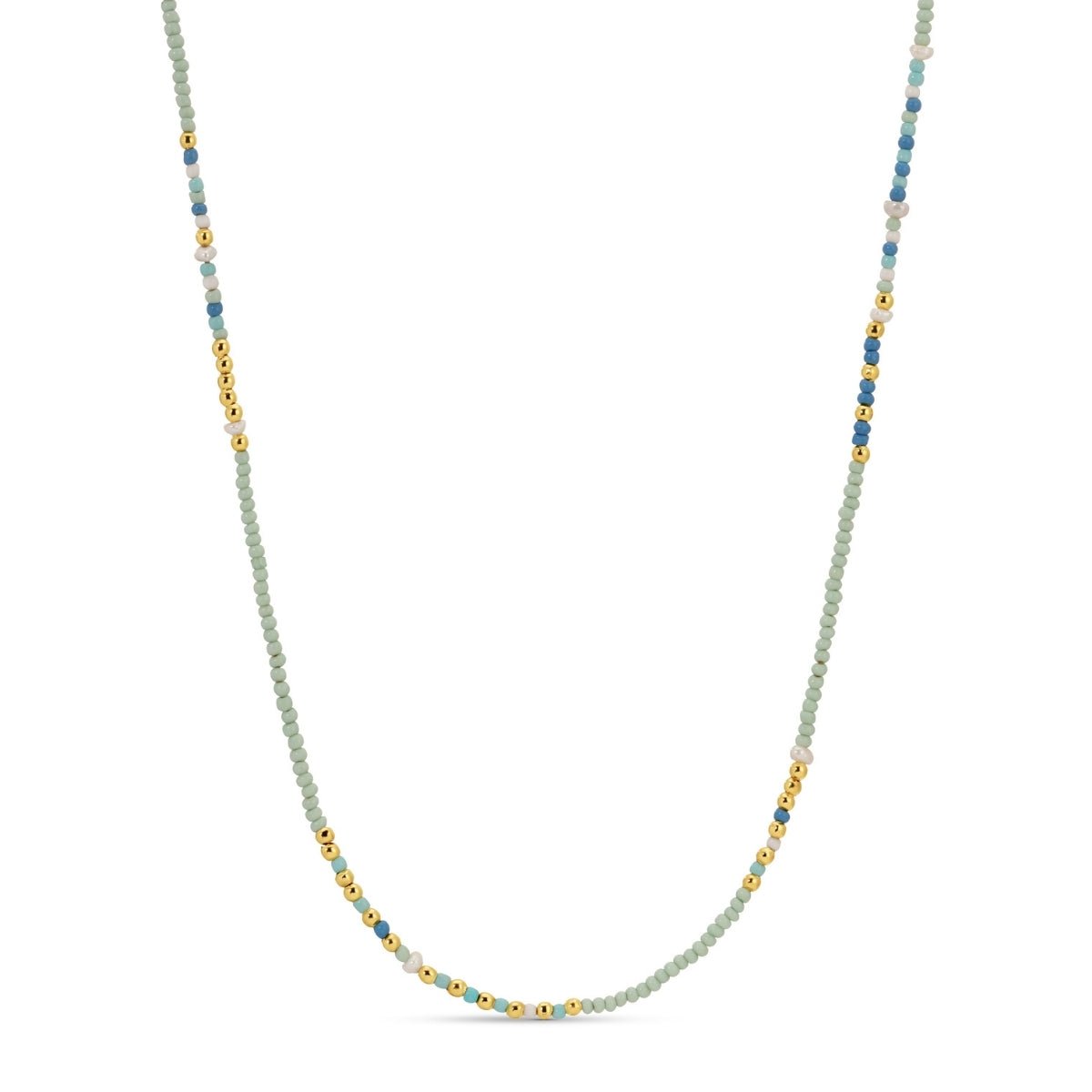 Seed Bead & Freshwater Pearl Necklace - Splendid Iris