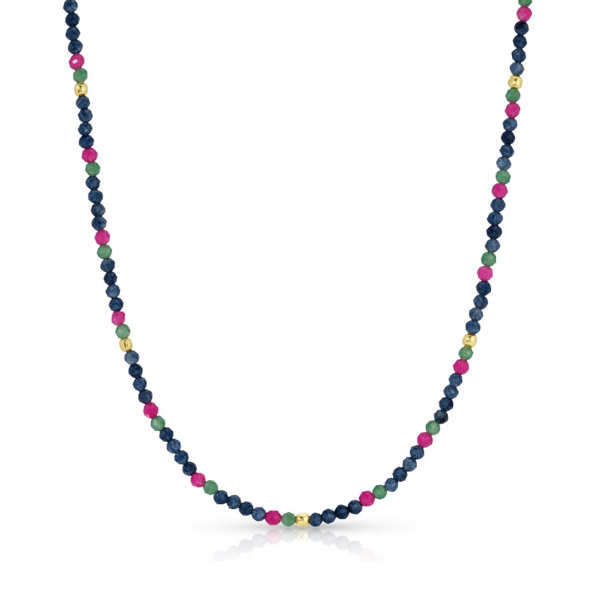 Delicate Beaded Stone Collar Necklace - Splendid Iris