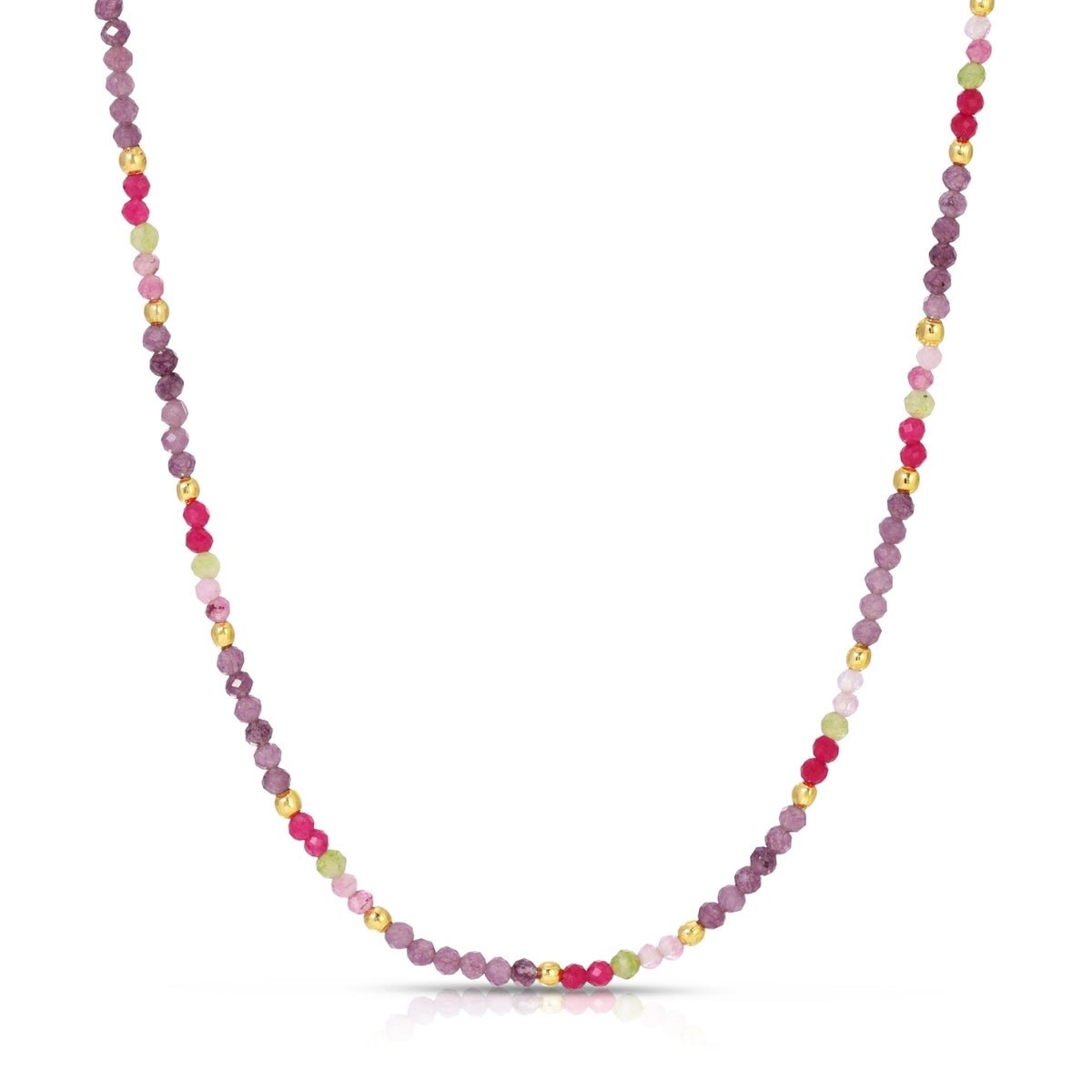 Delicate Beaded Stone Collar Necklace - Splendid Iris