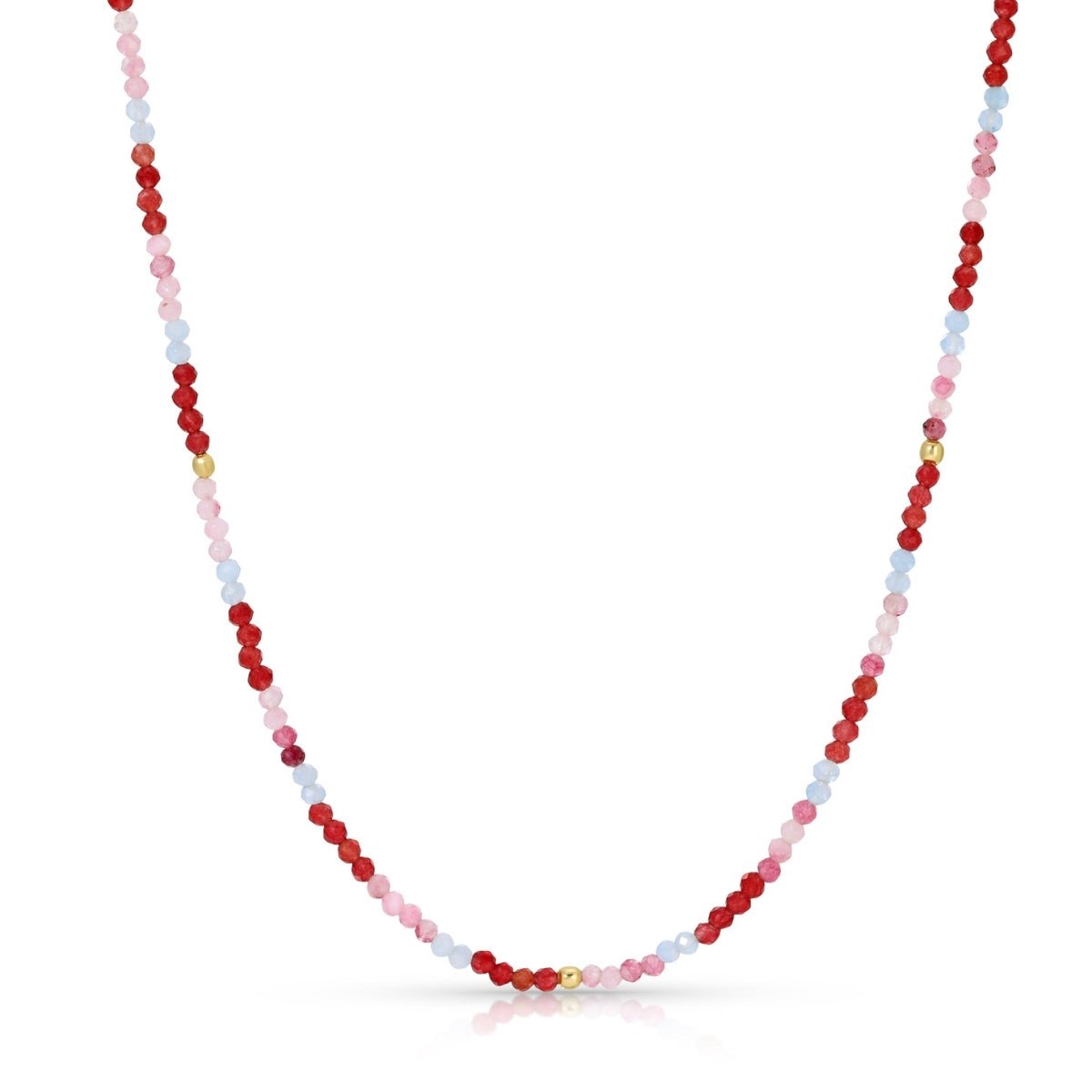 Delicate Beaded Stone Collar Necklace - Splendid Iris