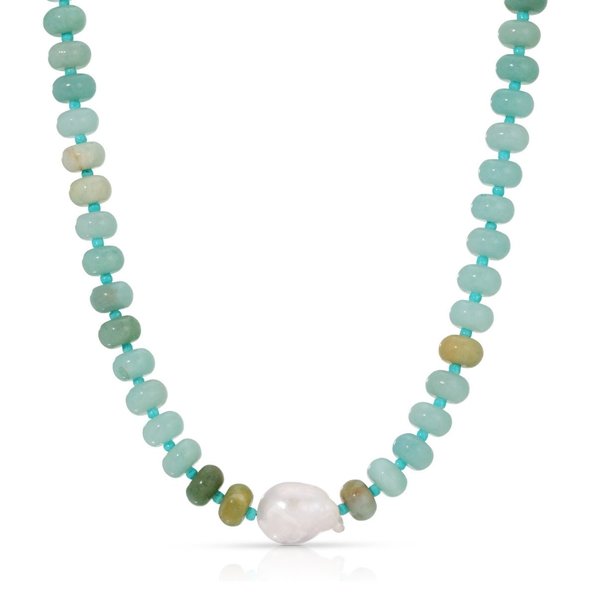 Stone Necklace with Baroque Pearl - Splendid Iris