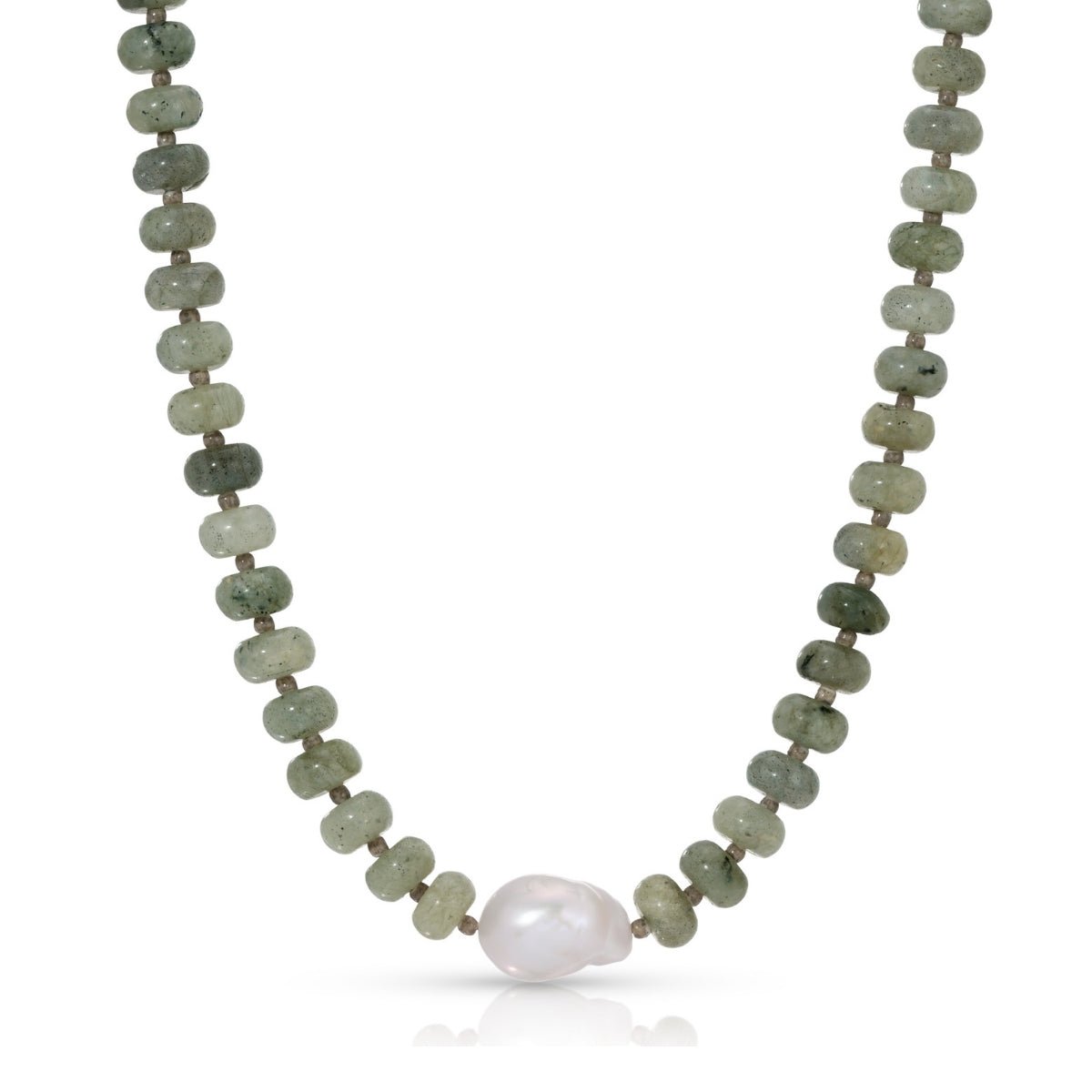Stone Necklace with Baroque Pearl - Splendid Iris