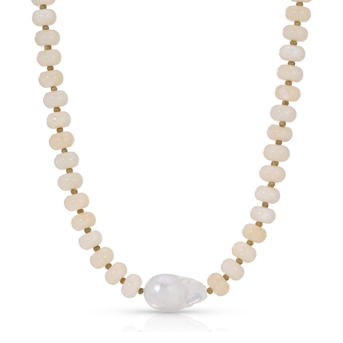 Stone Necklace with Baroque Pearl - Splendid Iris