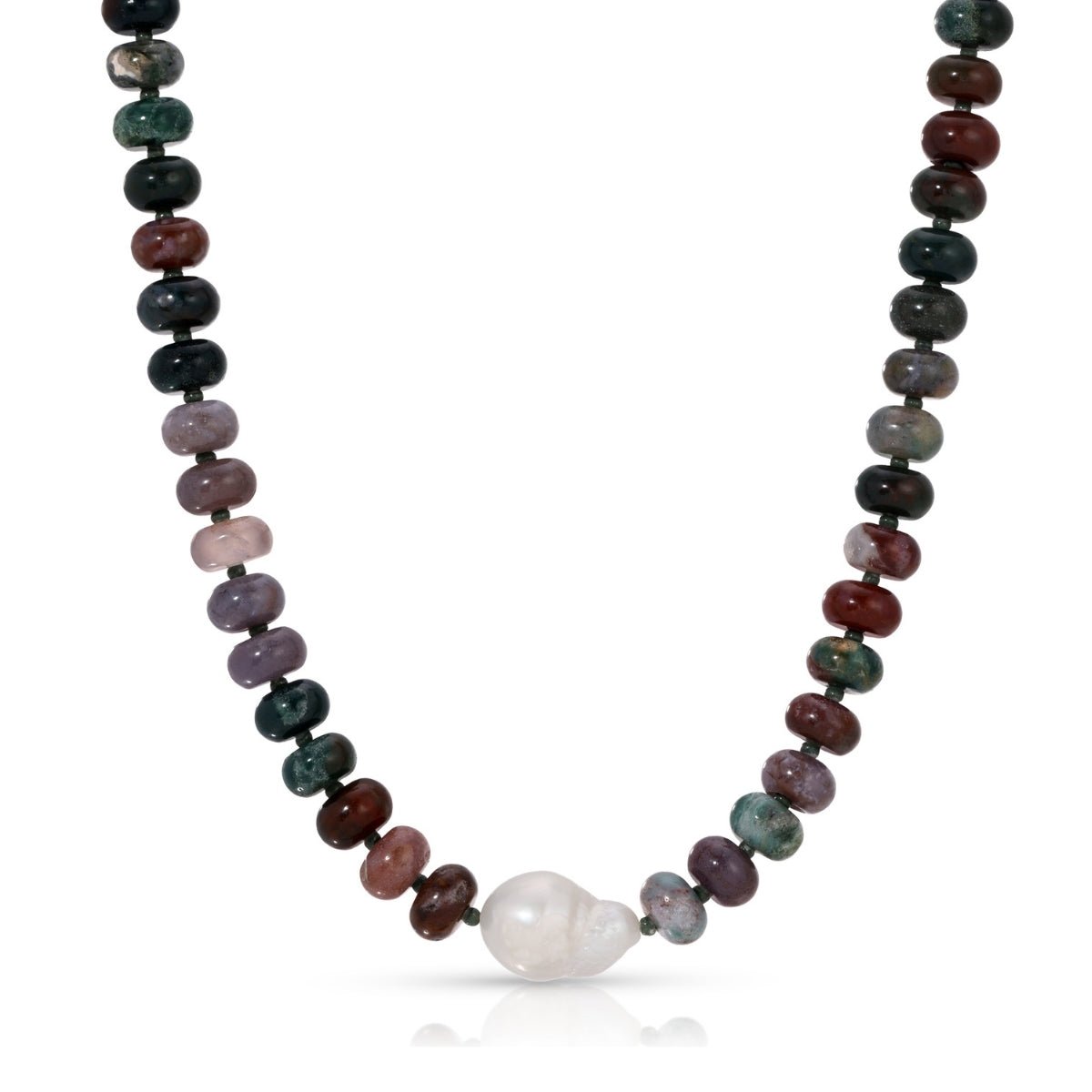 Stone Necklace with Baroque Pearl - Splendid Iris