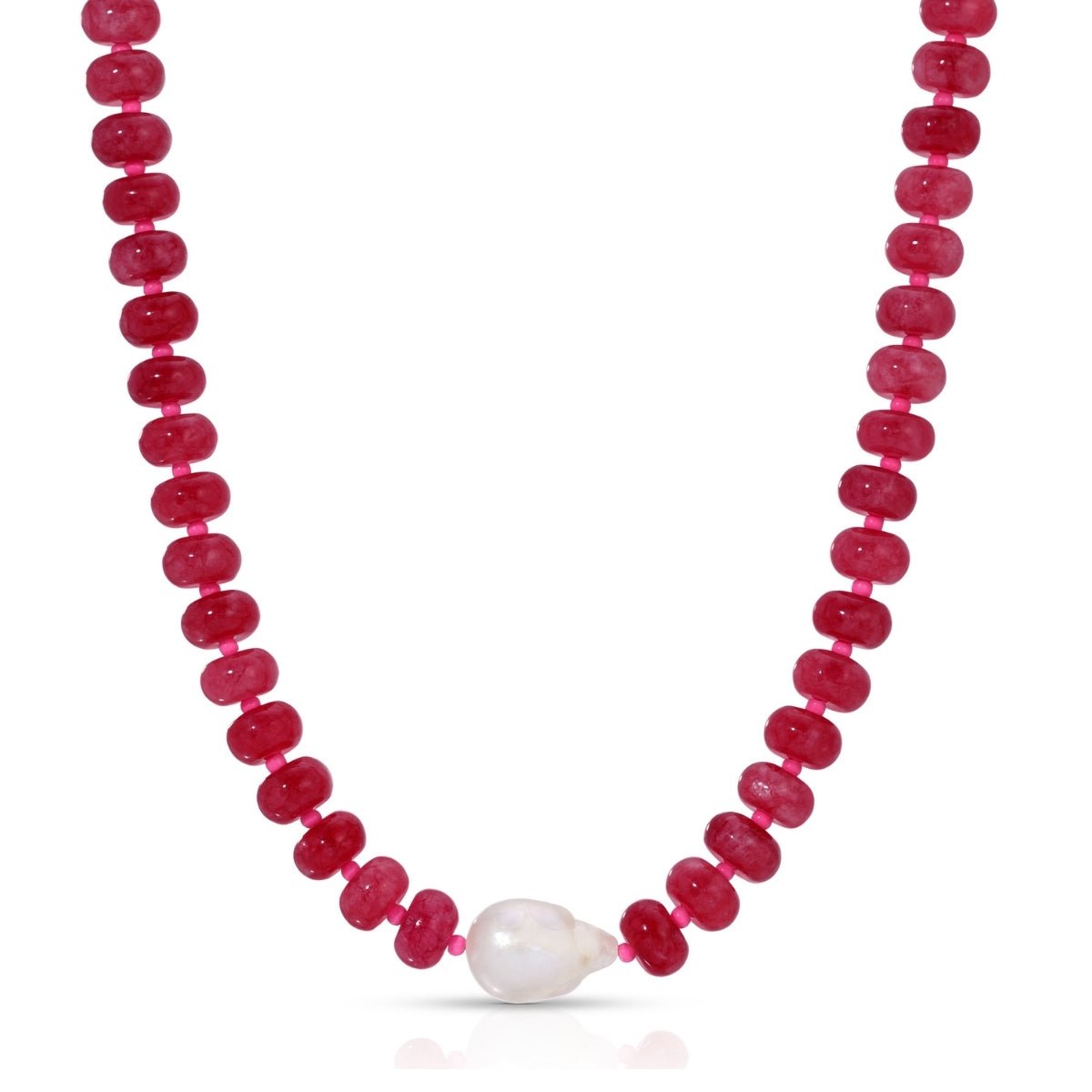 Stone Necklace with Baroque Pearl - Splendid Iris
