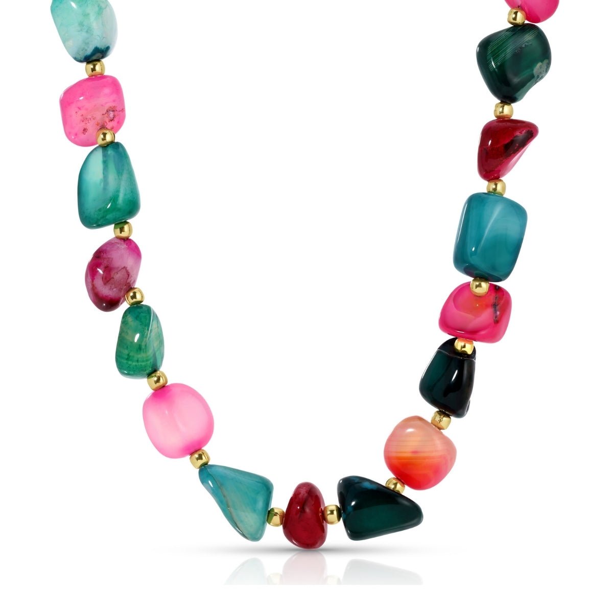 Bold Tumbled Stones Statement Necklace - Splendid Iris