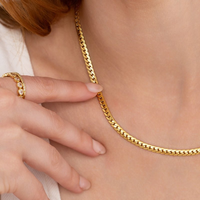 Sleek Herringbone Collar Necklace, Water Resistant - Splendid Iris