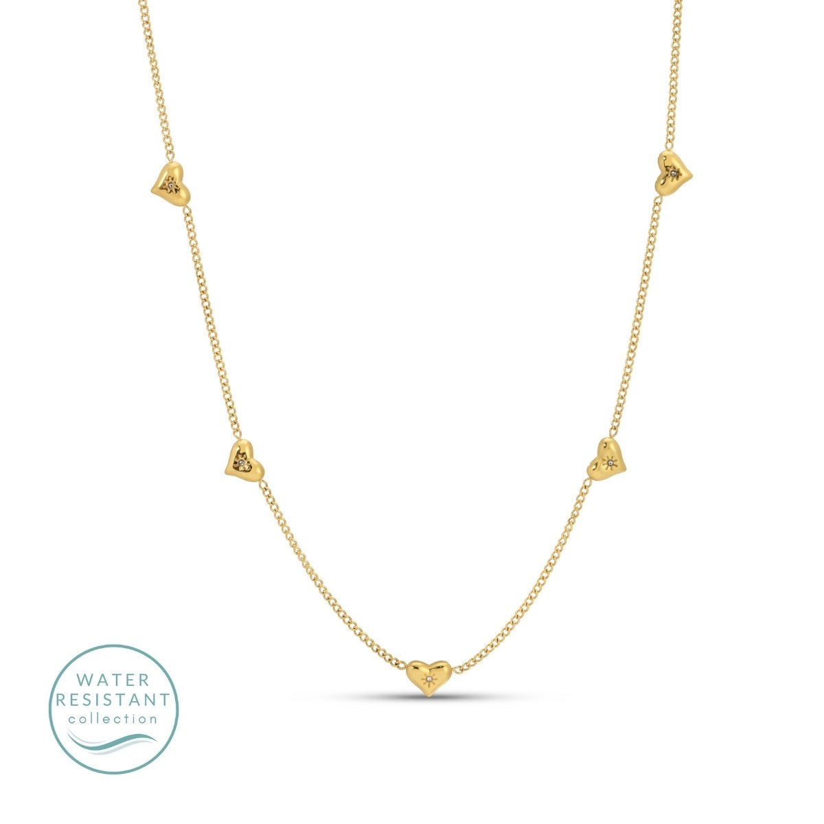 Multi - Heart Collar Necklace, Water Resistant - Splendid Iris