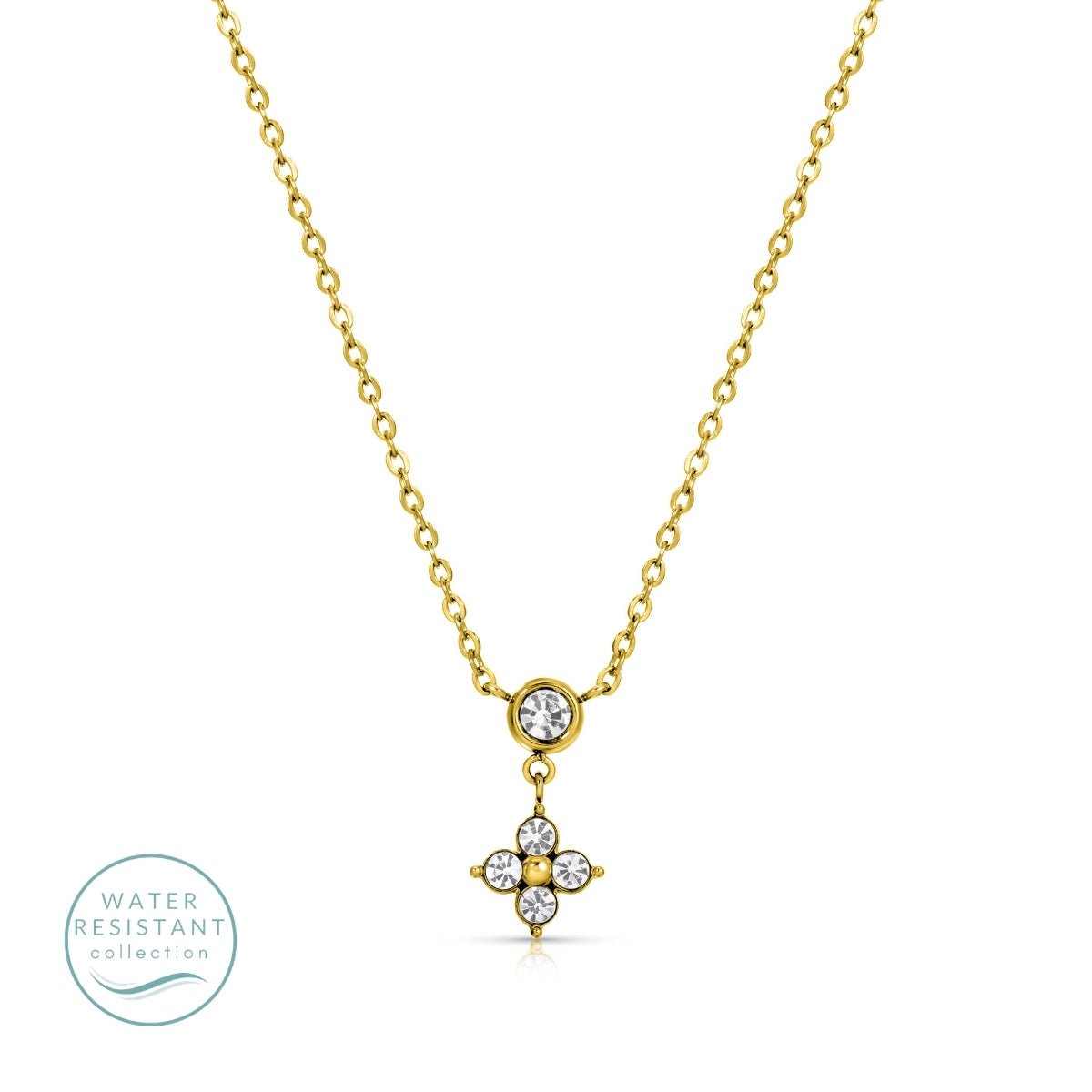 Sweet & Delicate CZ Flower Pendant Necklace, Water-Resistant - Splendid Iris