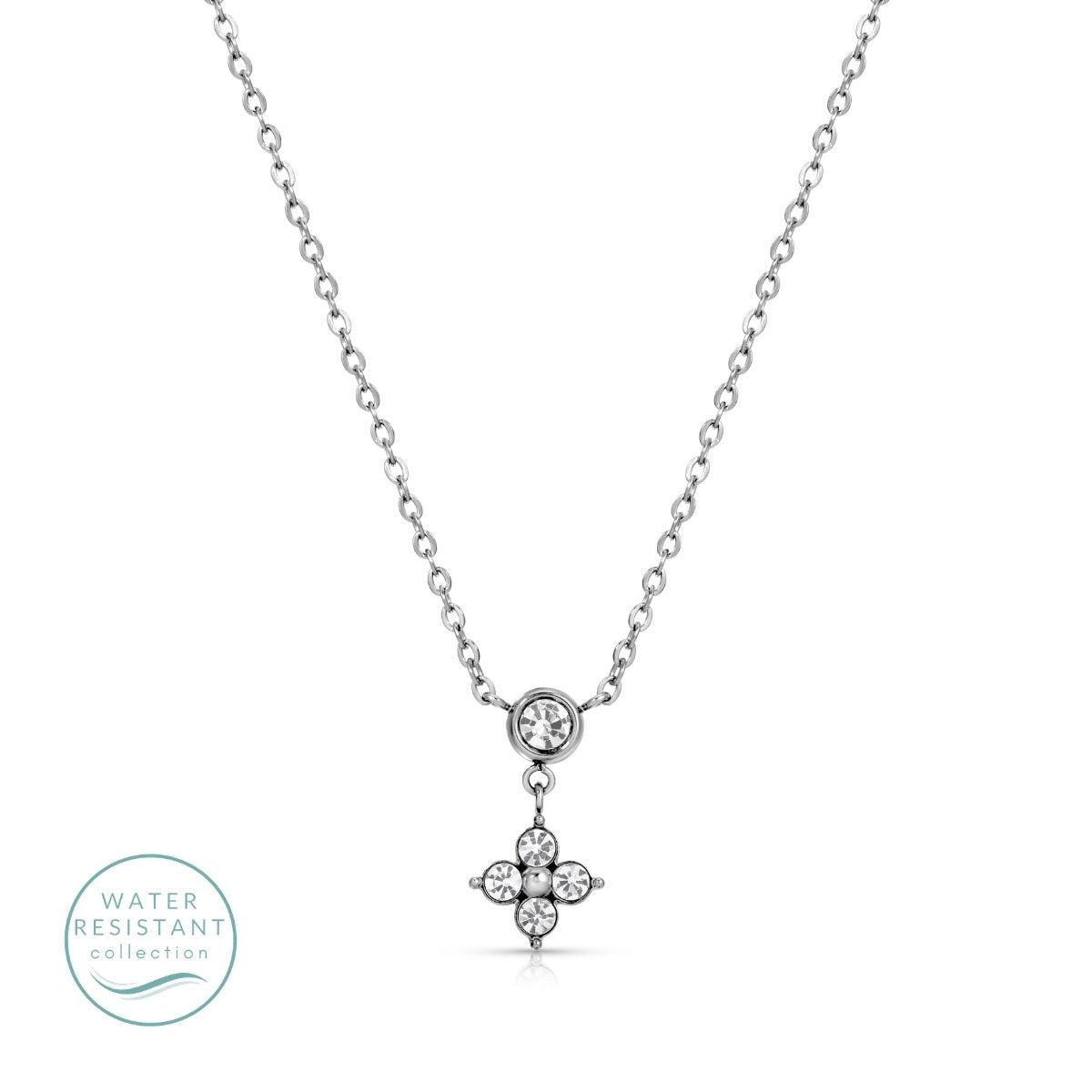 Sweet & Delicate CZ Flower Pendant Necklace, Water-Resistant - Splendid Iris