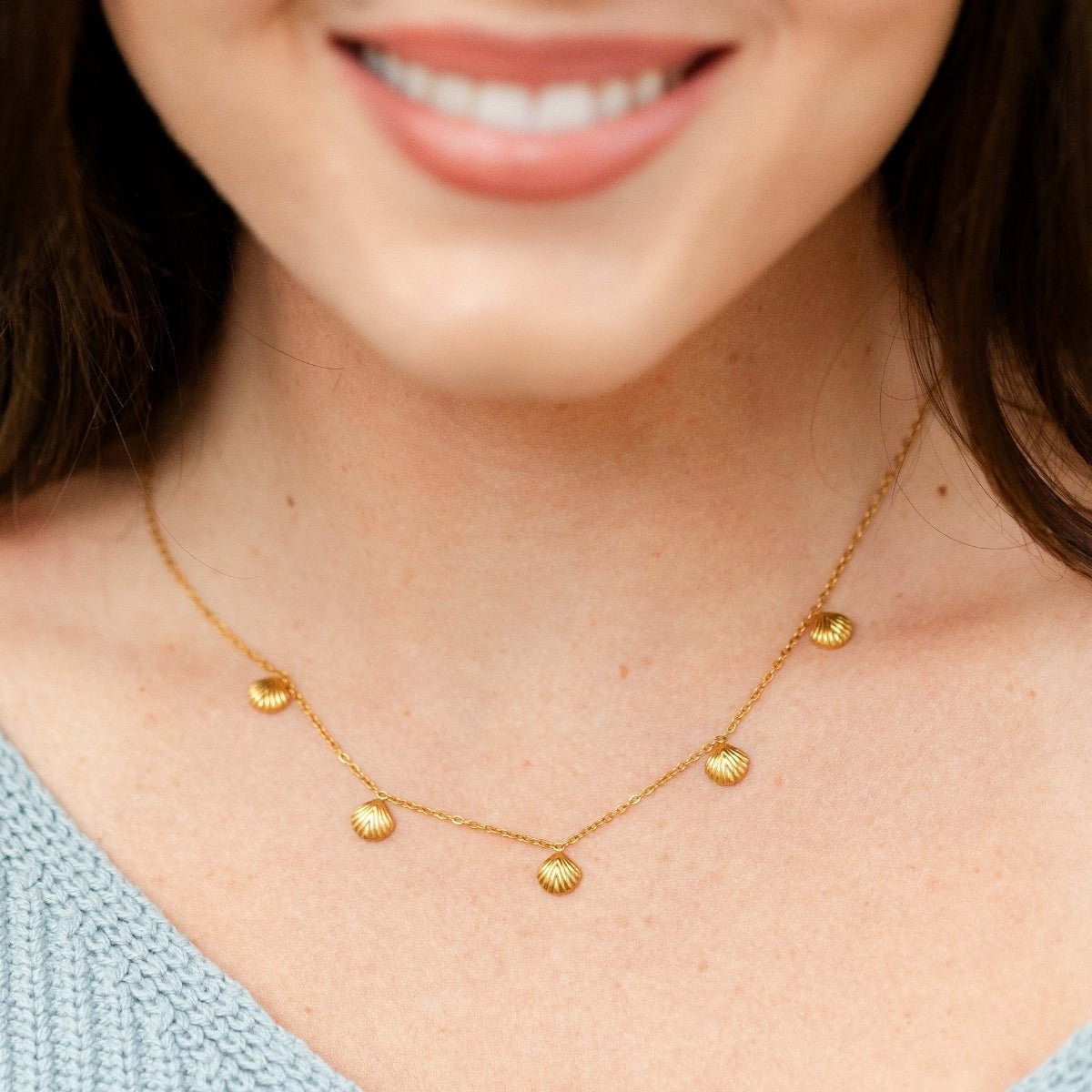Delicate Shell Collar Necklace, Water-Resistant - Splendid Iris