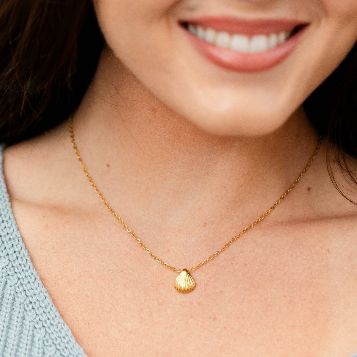 Scallop Charm Necklace, Water-Resistant - Splendid Iris