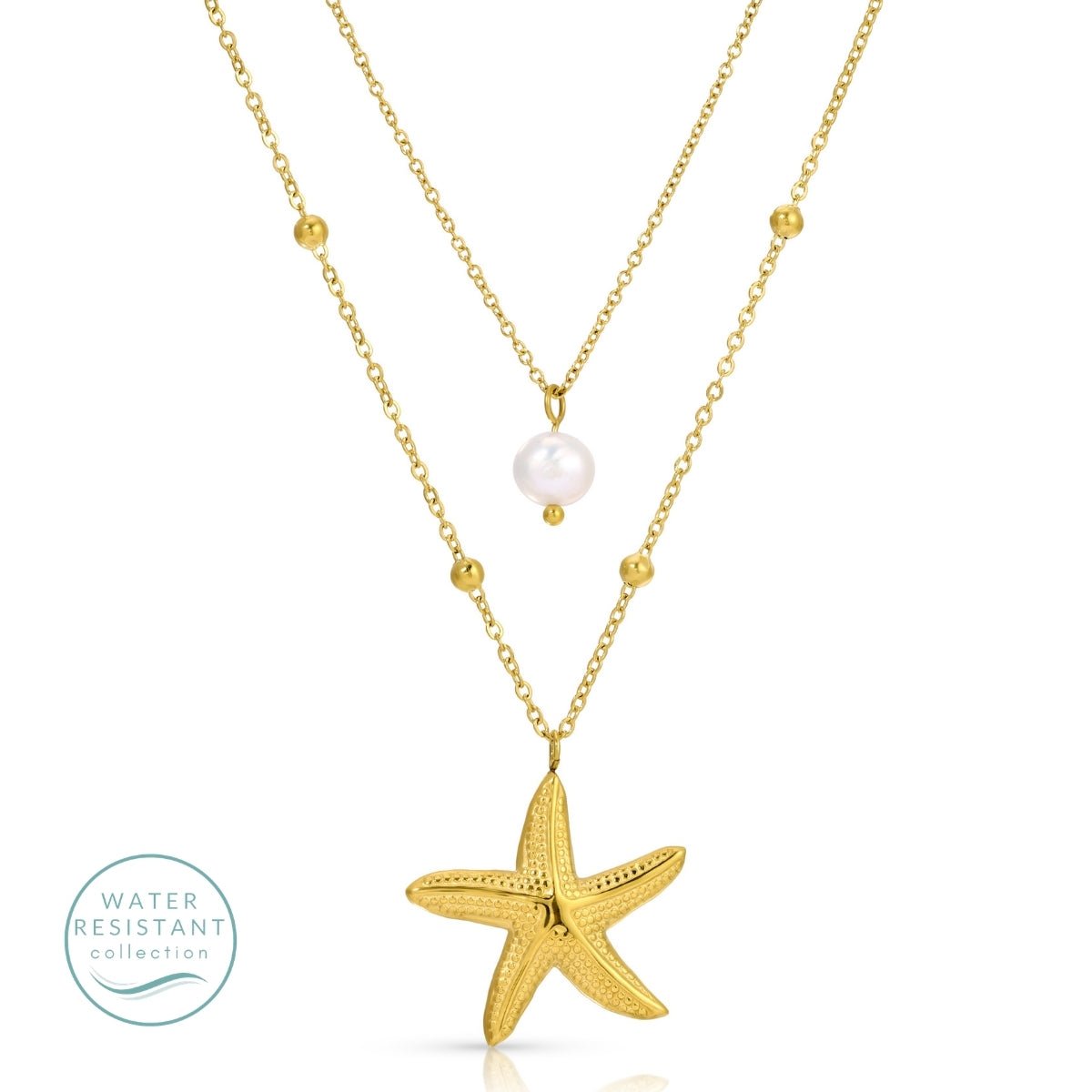 Layered Starfish Necklace, Water-Resistant - Splendid Iris