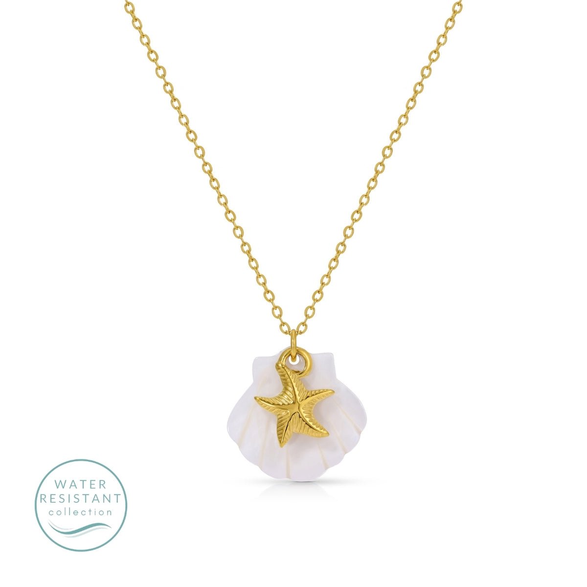 Shell and Starfish Pendant Necklace, Water-Resistant - Splendid Iris
