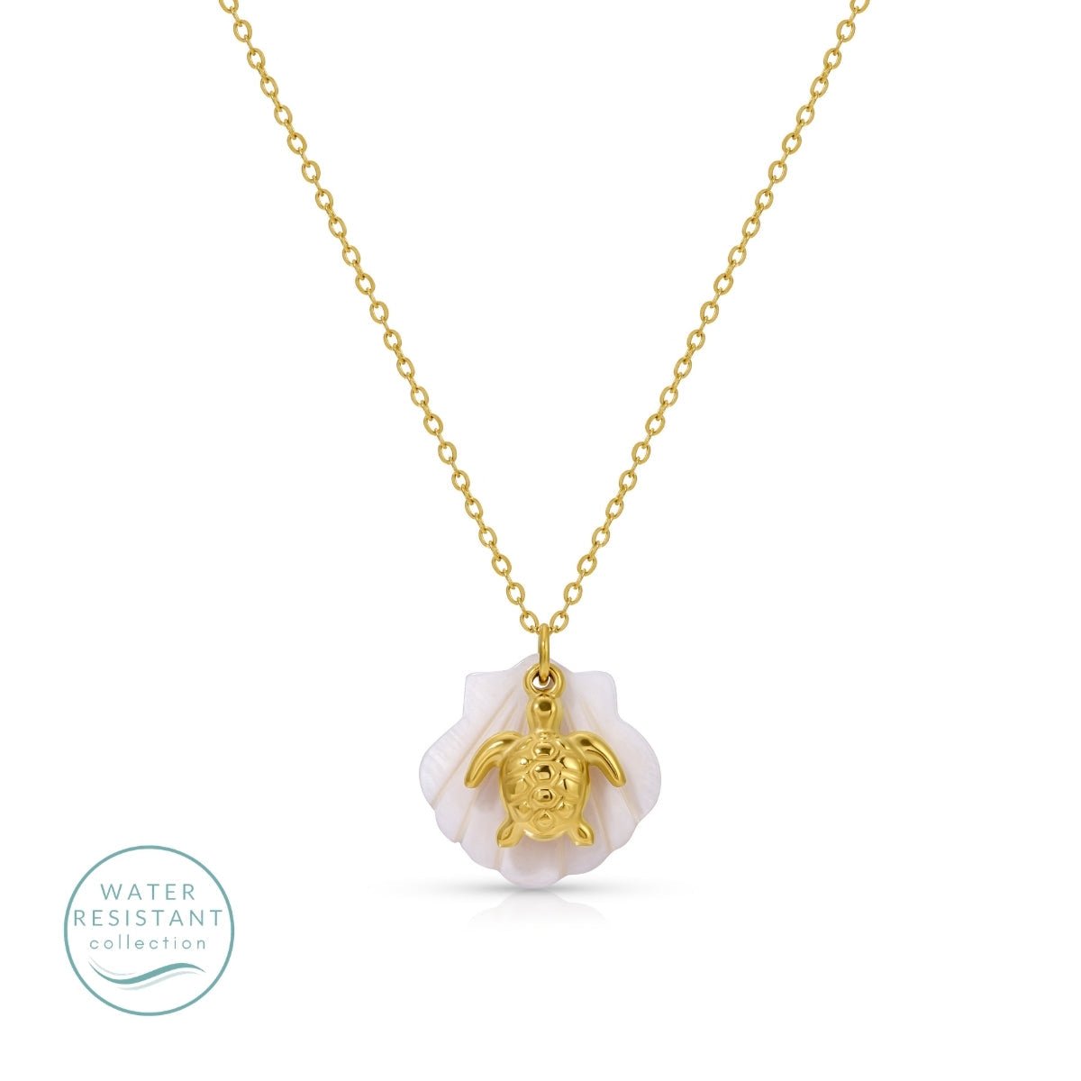 Shell and Turtle Pendant Necklace, Water-Resistant - Splendid Iris