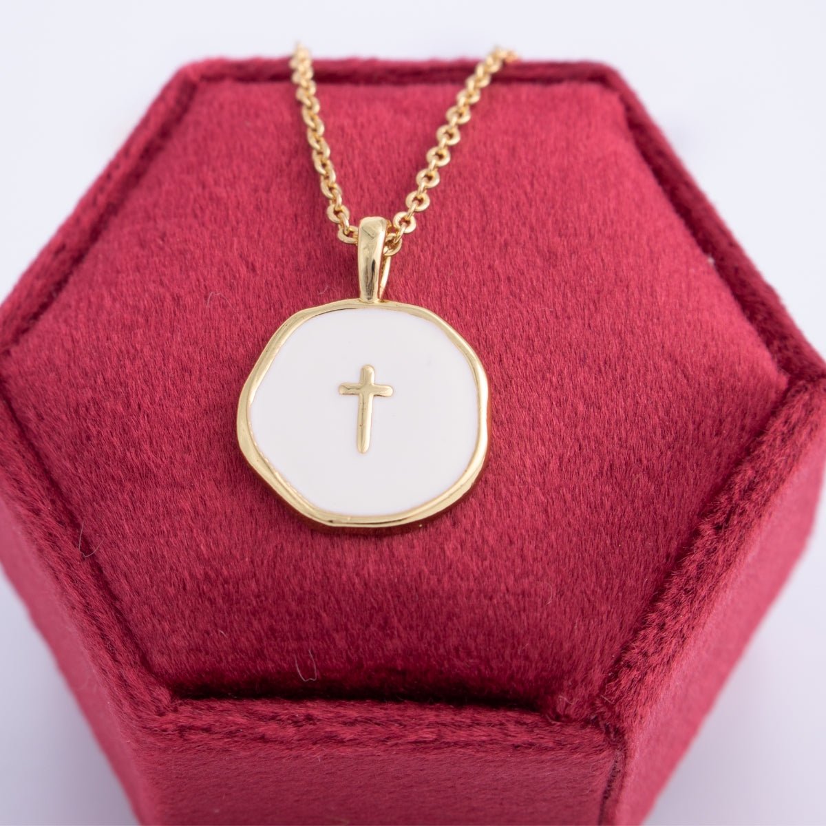 Minimal Cross Medallion Necklace - Splendid Iris