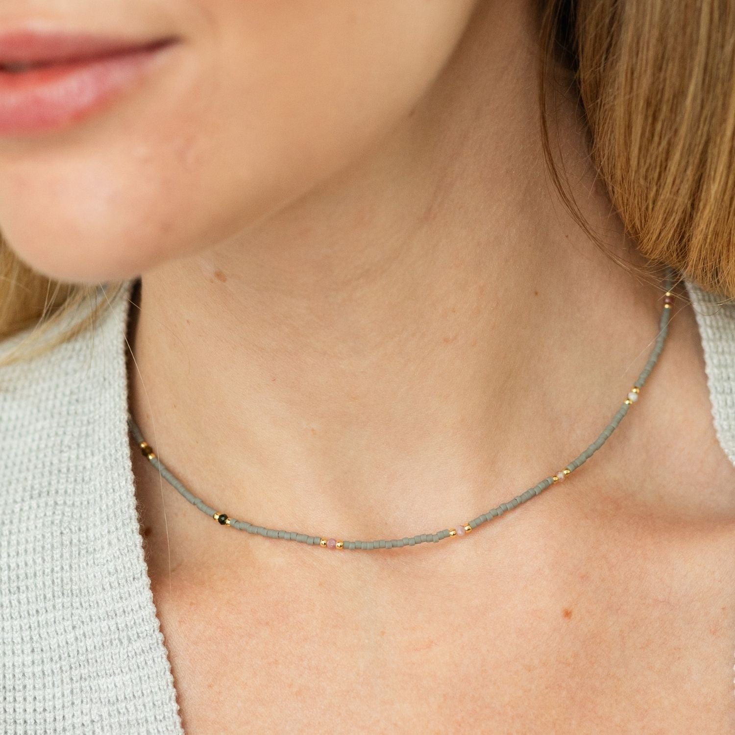 Stone Accented Miyuki Delica Necklaces - Splendid Iris