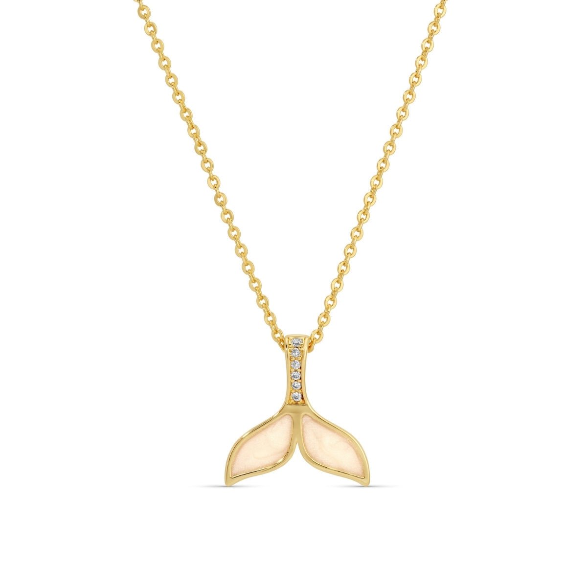 Whale Tail Necklace – White Pendant with CZ Accents - Splendid Iris