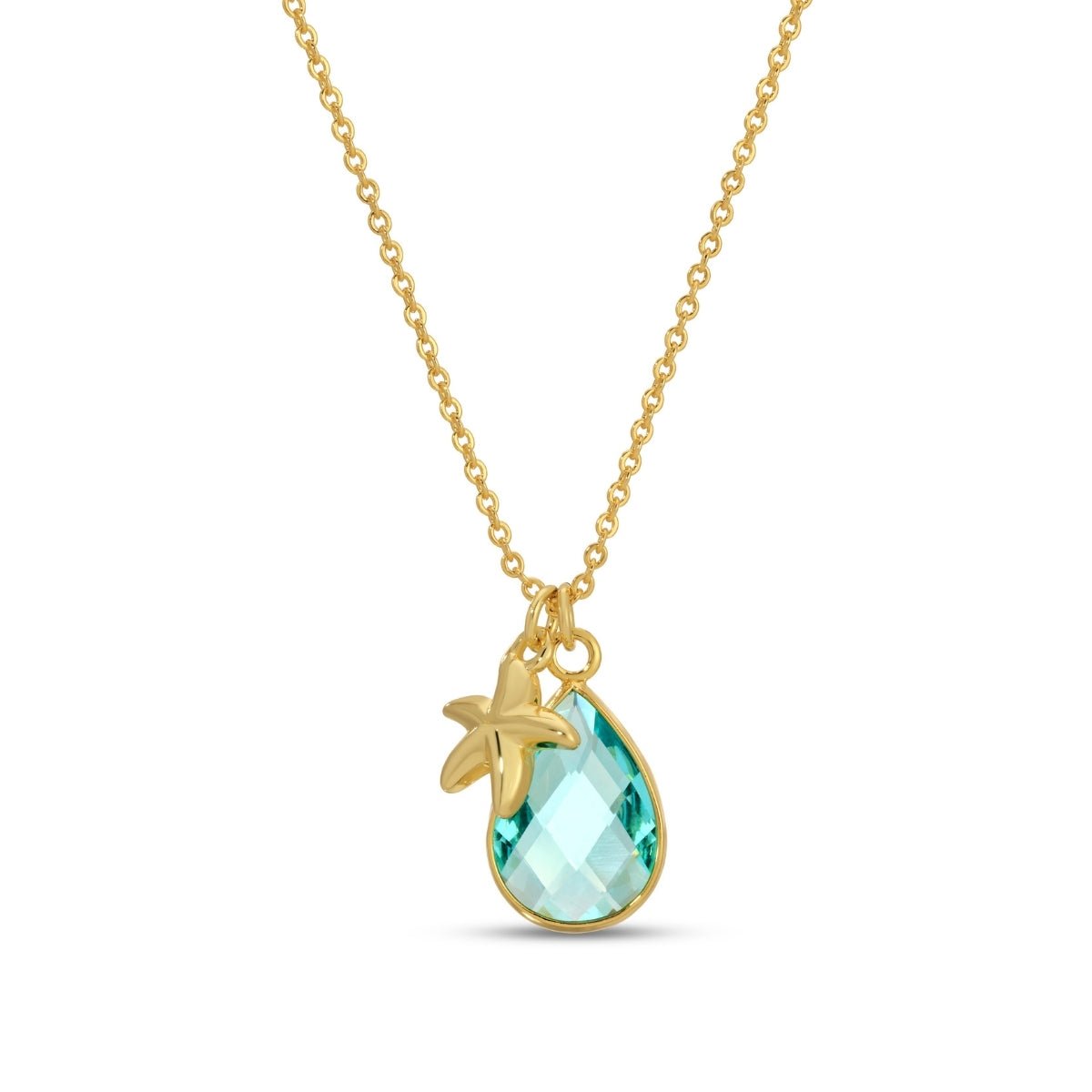 Starfish & Glass Teardrop Necklace - Splendid Iris