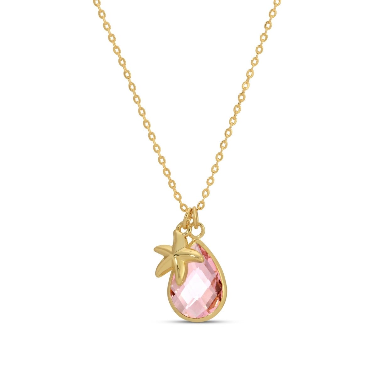 Starfish & Glass Teardrop Necklace - Splendid Iris