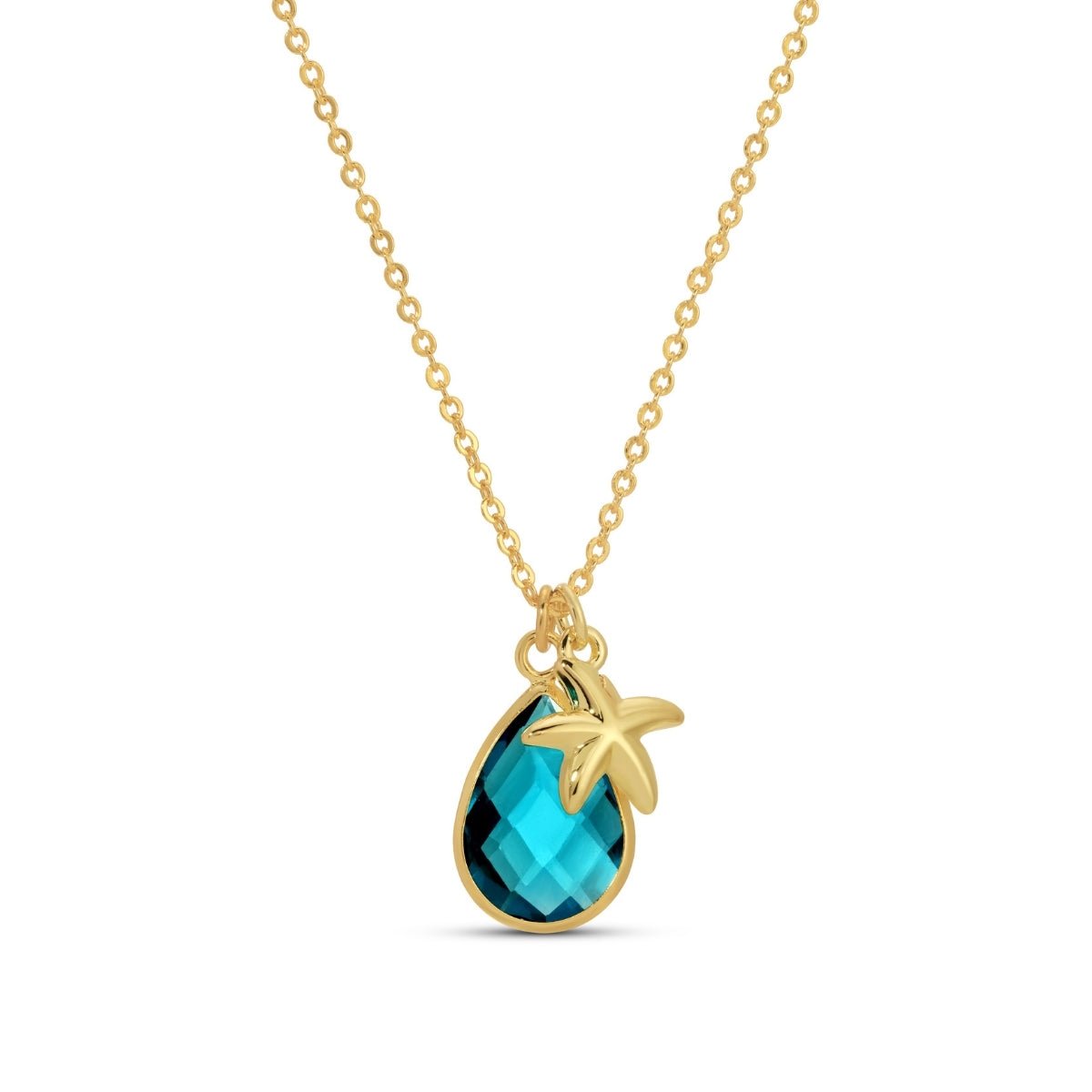 Starfish & Glass Teardrop Necklace - Splendid Iris