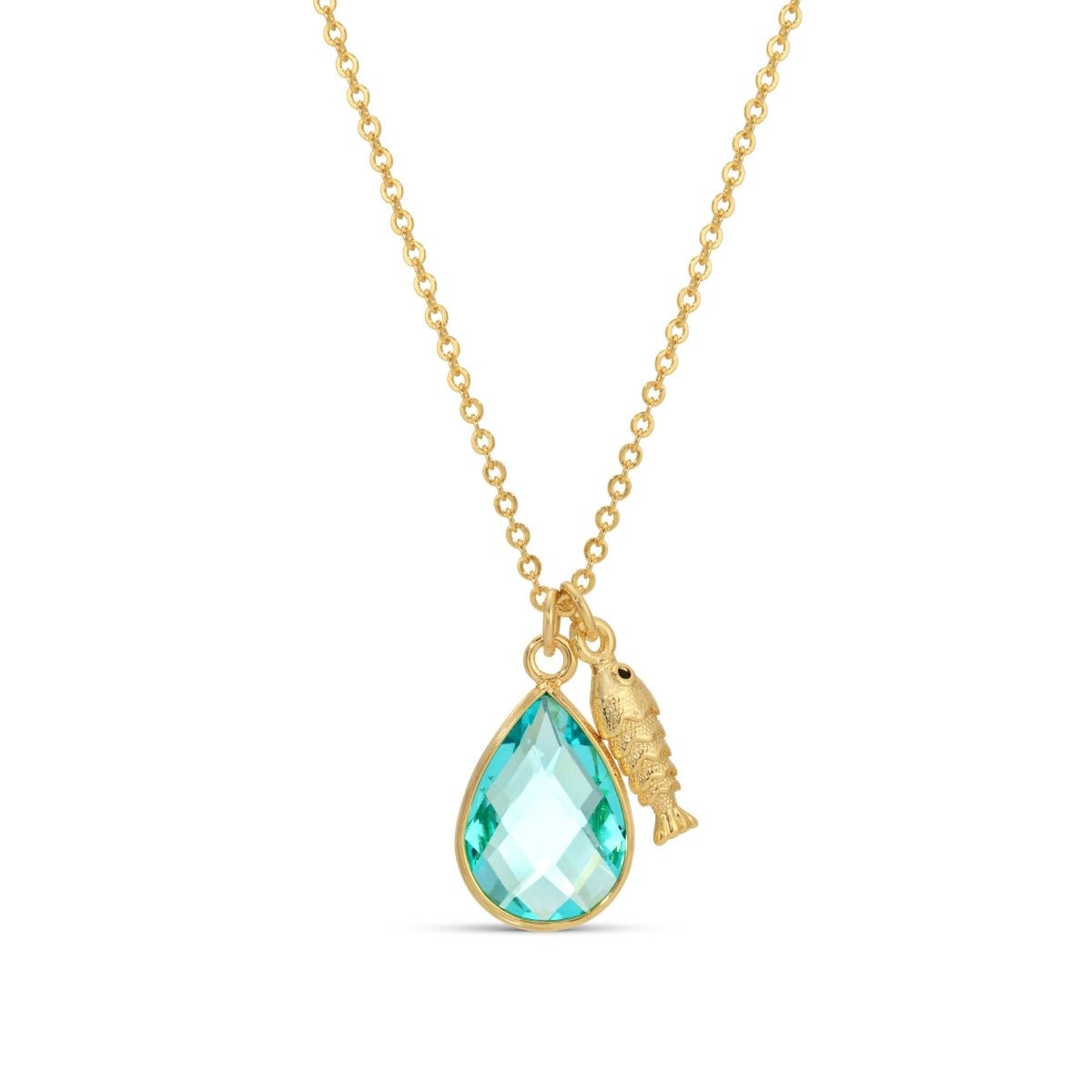 Fish & Glass Teardrop Necklace - Splendid Iris
