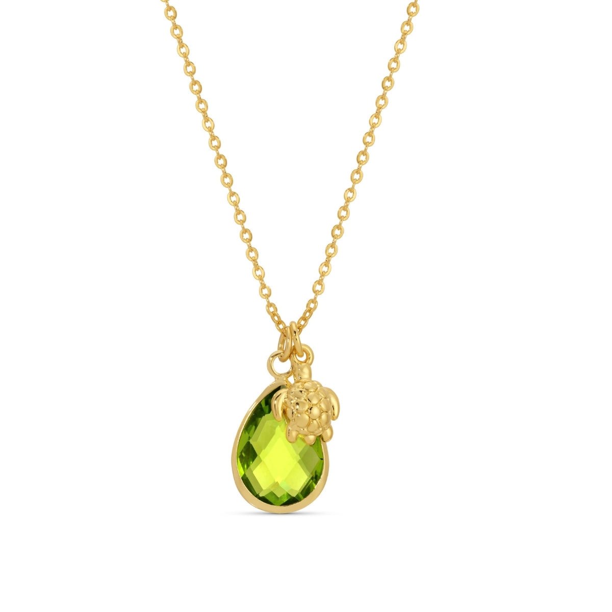 Sea Turtle & Glass Teardrop Necklace - Splendid Iris