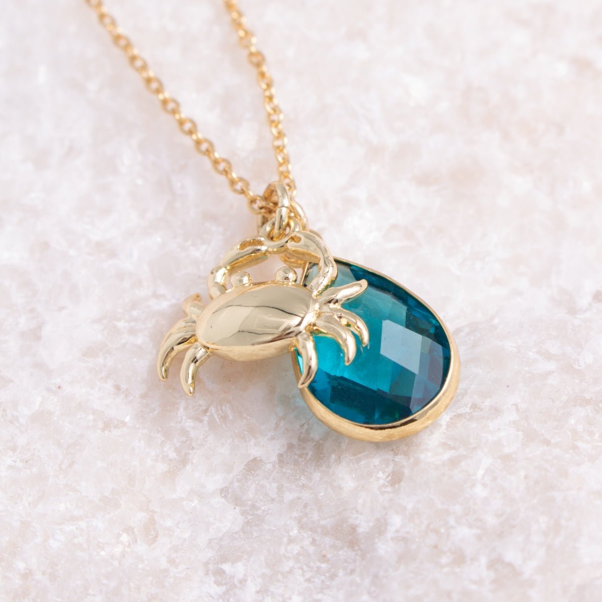 Crab & Glass Teardrop Necklace - Splendid Iris