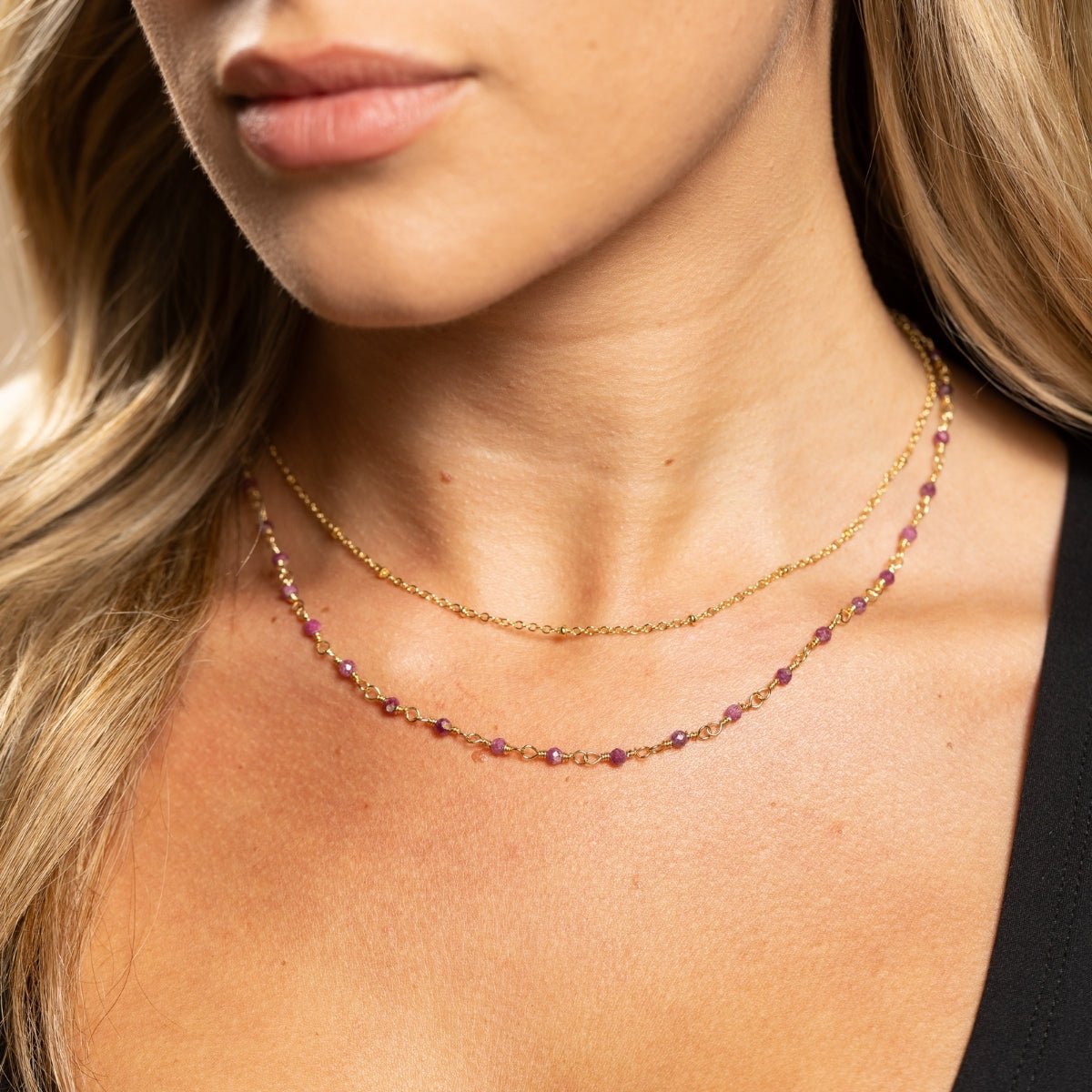 Delicate Layered Stone Necklace - Splendid Iris