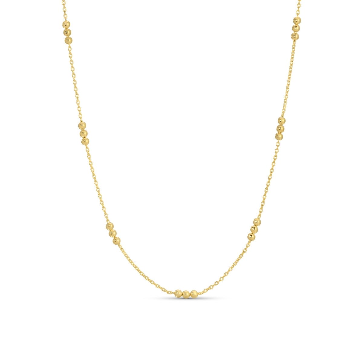 Minimalist Chain Necklace with Trio Bead Clusters - Splendid Iris