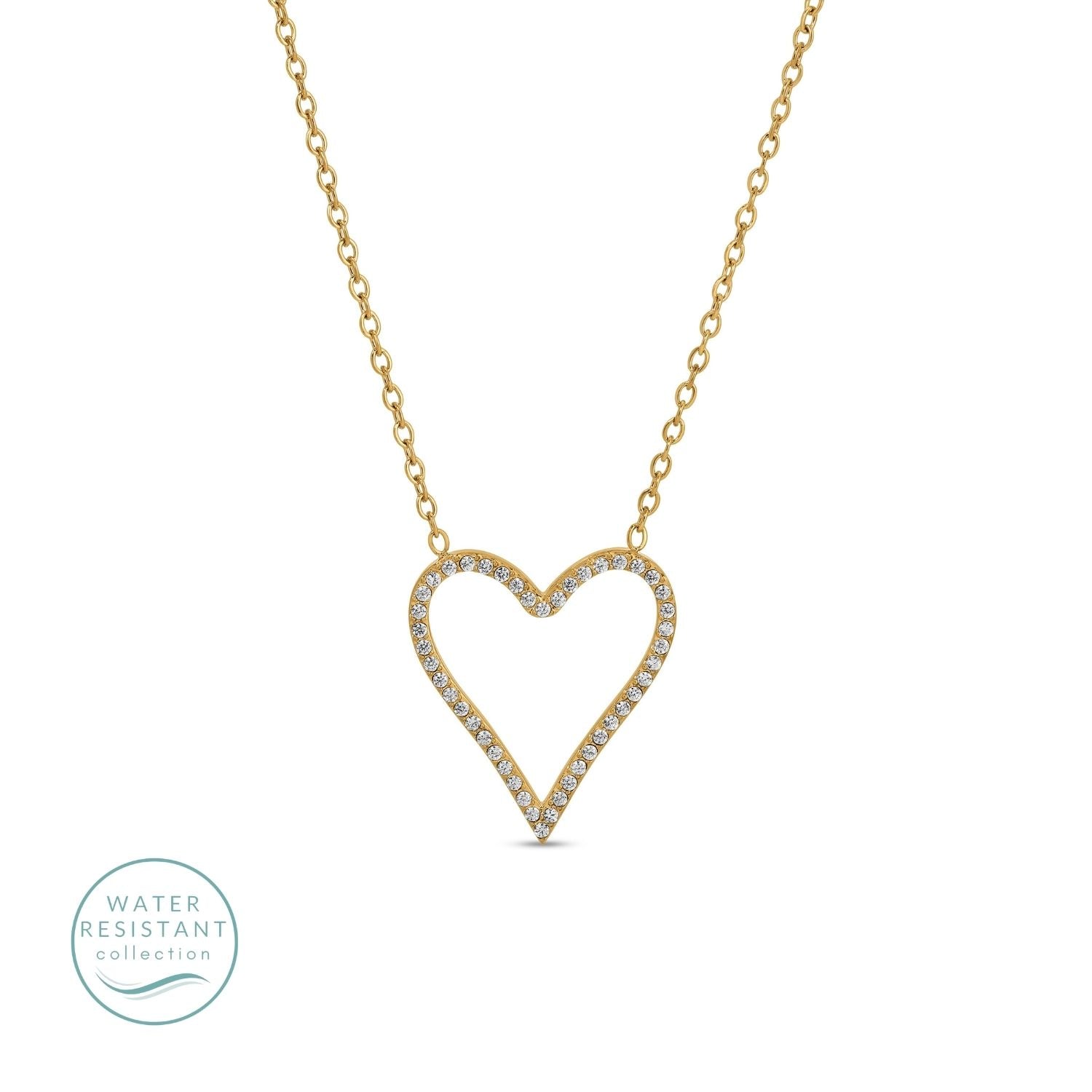 Water Resistant Pave Heart Pendant - Splendid Iris