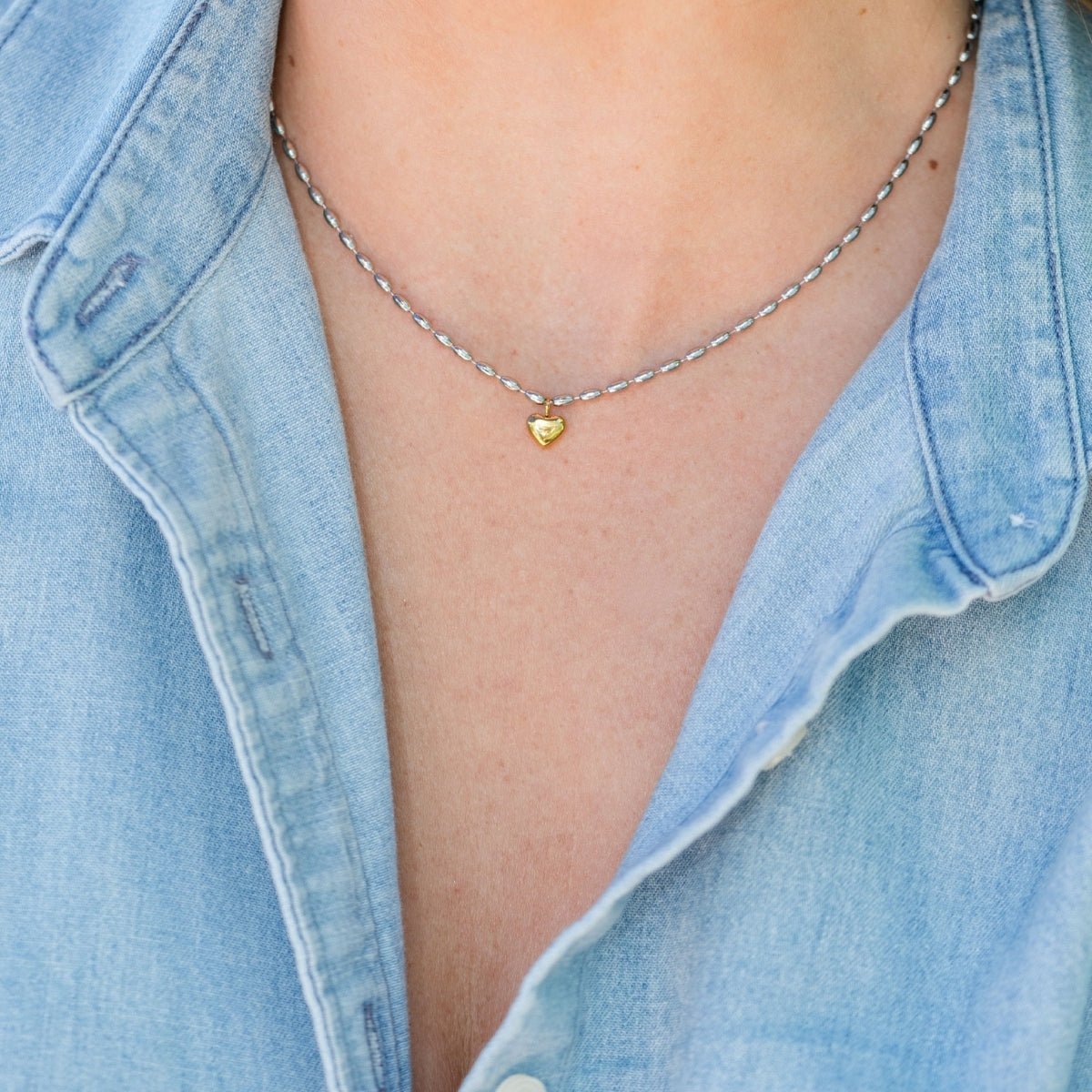 Petite Heart Water Resistant Necklace - Splendid Iris