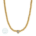 Beaded Heart Faux Diamond Necklace, Water Resistant - Splendid Iris